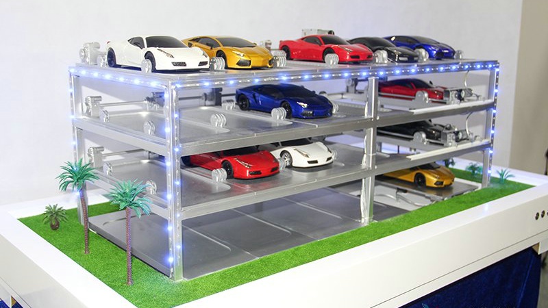 工业机械模型-展示展览模型车库模型4层6列升降横移车库模型