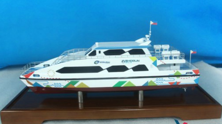 船舶模型，28米双体船模型，3D打印游船模型